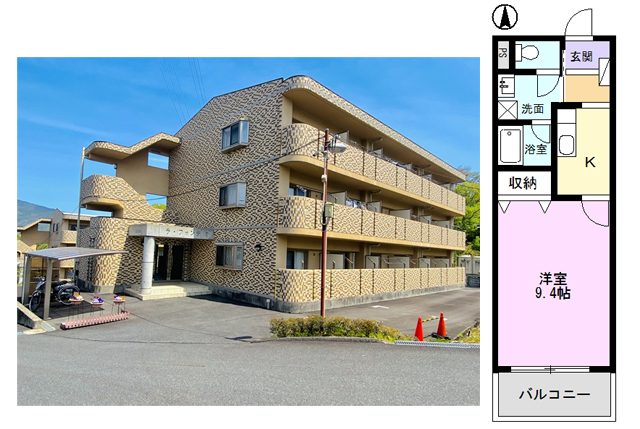 中津川市中津川　賃貸マンション　ラ・フォンテⅠ　外観写真と間取り図