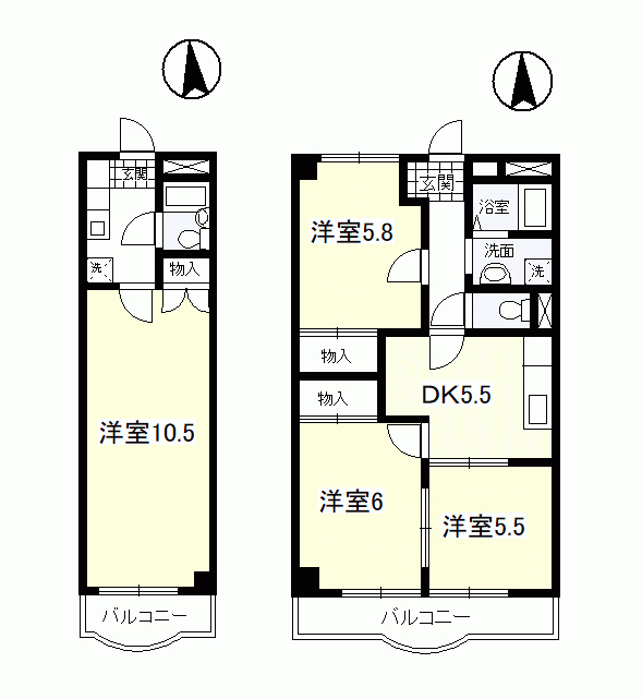 賃貸マンション　アオシス牧野　間どり図